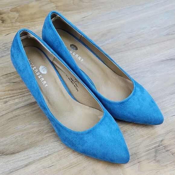 🩵NWOB Riverberry Turquoise Katy Suede Heels Size 8 - Picture 6 of 14